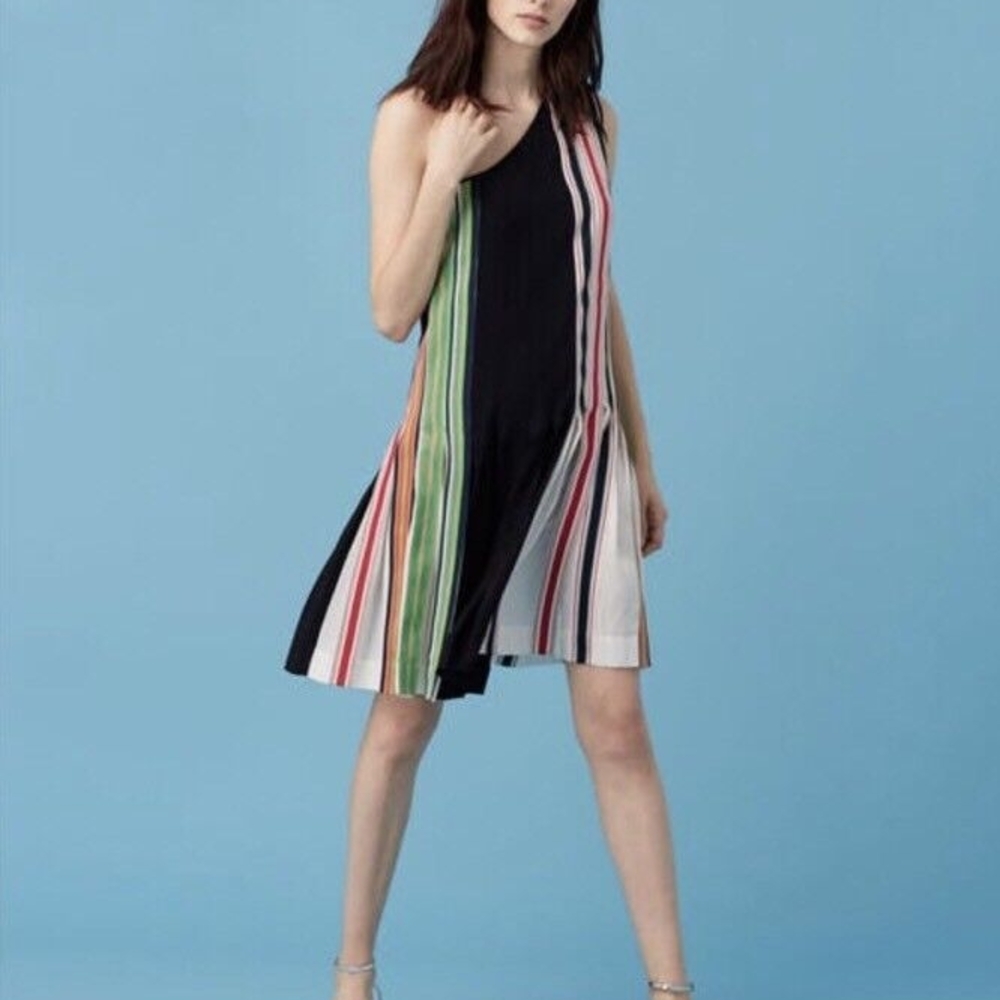 $548 NWT Diane Von Fuestenberg Multicolor Striped Dress Size 14